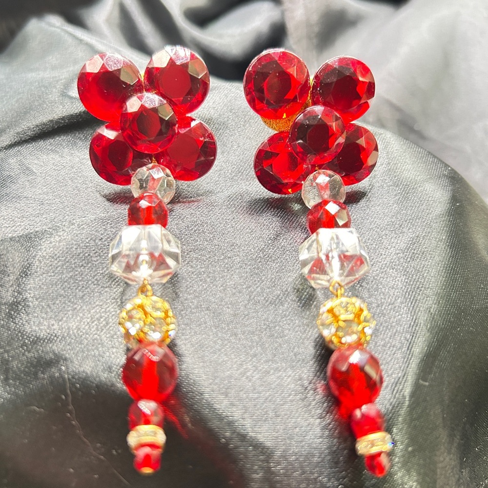 Vintage Eileen Fulton Red Lucite Earrings